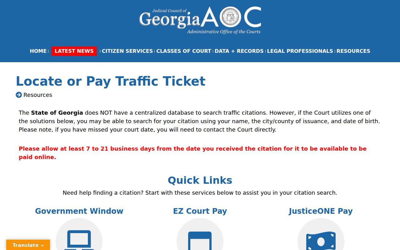 Rabun County traffic warrant guidance showing no centralized Georgia ticket database