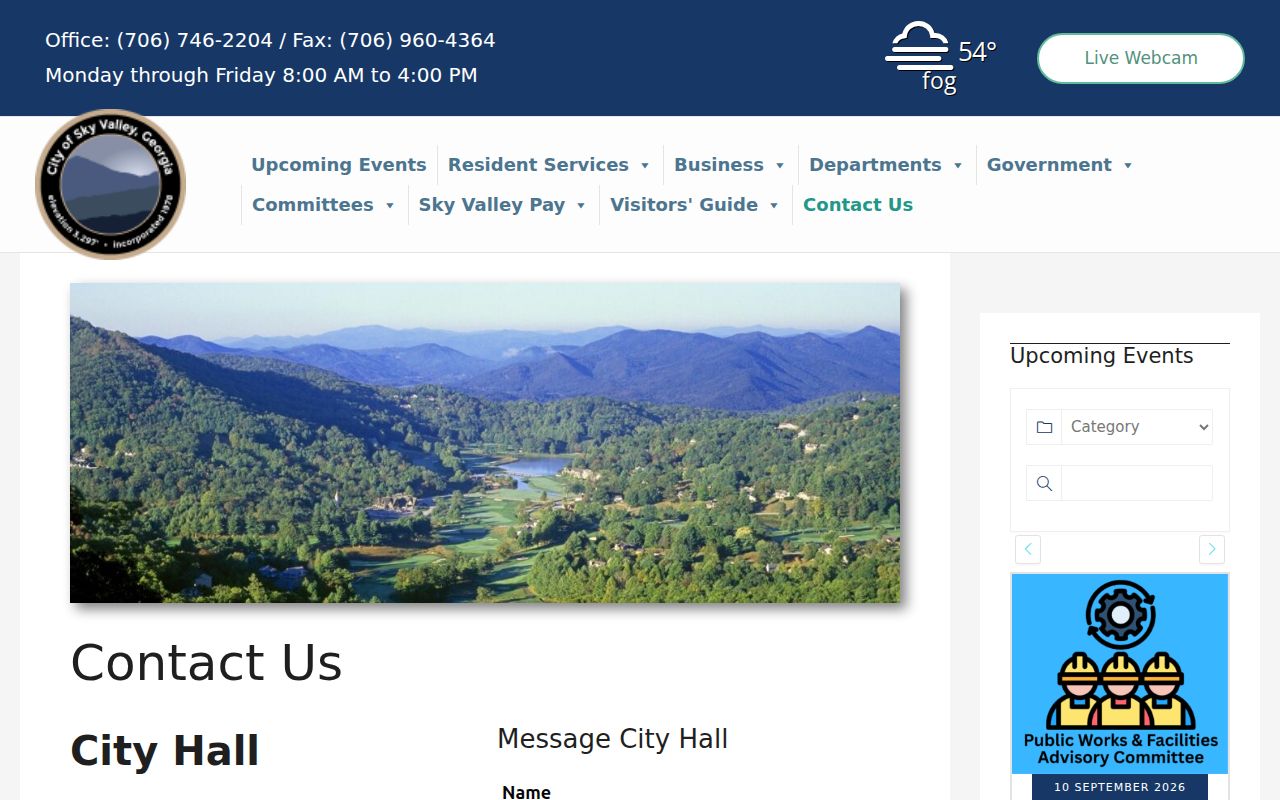 Sky Valley City Hall and police contact information