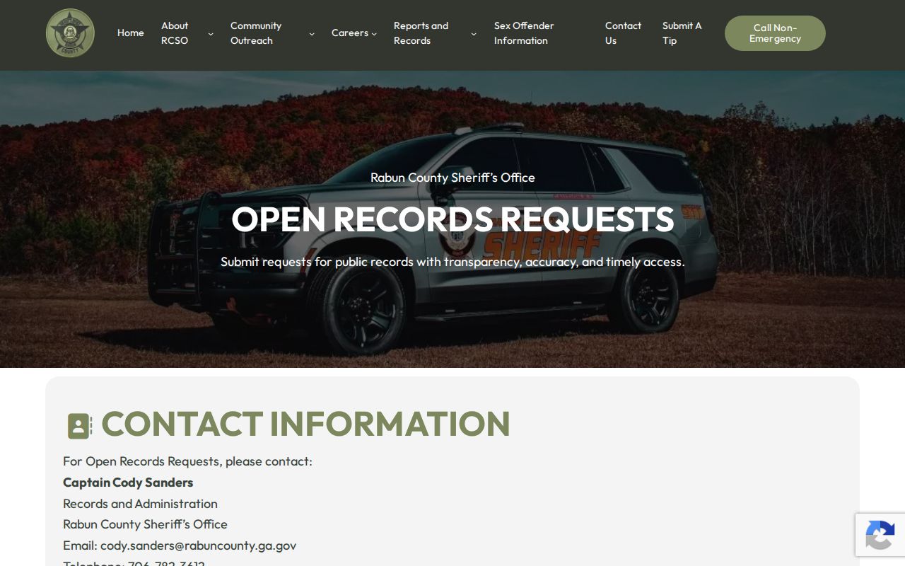 Rabun County warrant records request form